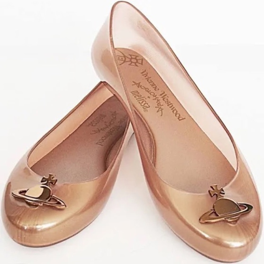 Vivienne Westeood Melissa ballet flats rose gold hardware and rose gold flats
